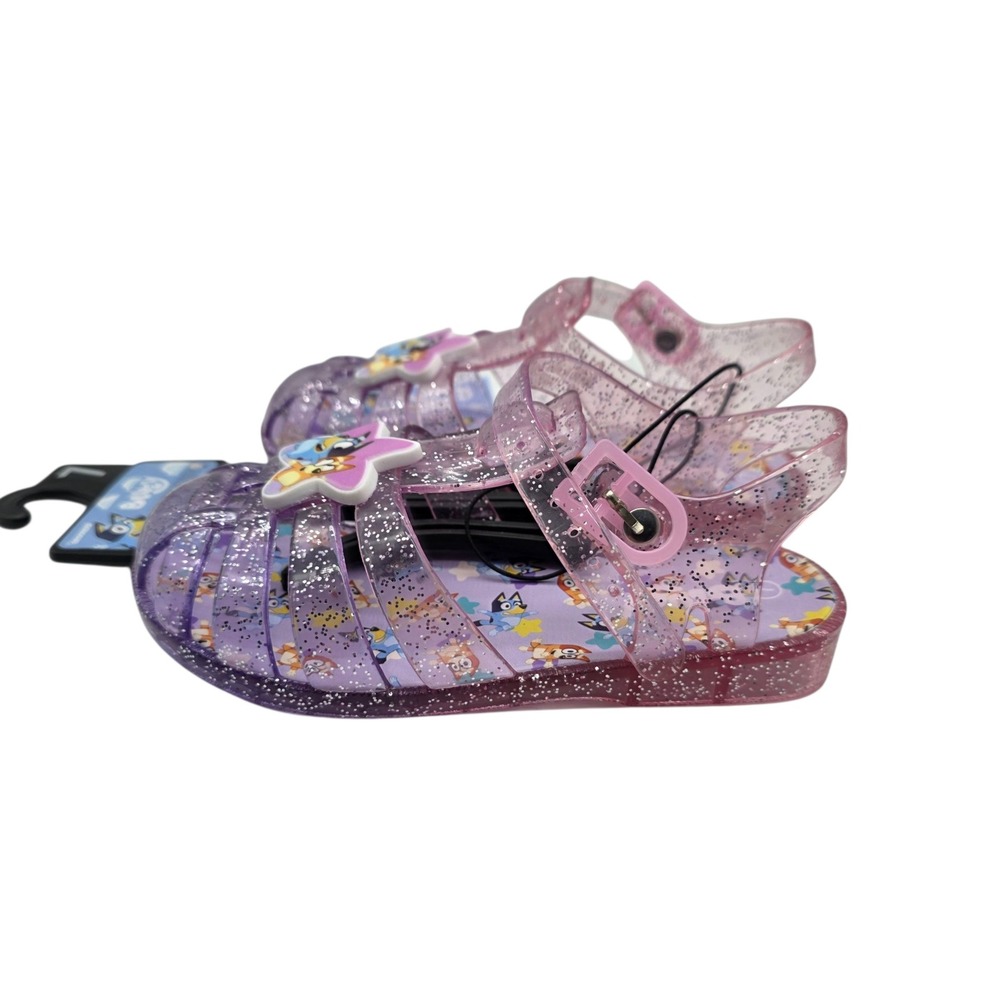 Bluey And Bingo Toddler Girls‎ Jelly Sandals Purple Glitter Star Size 7 NWT